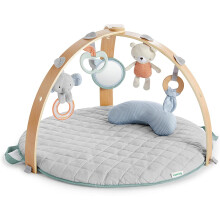 INGENUITY Alfombra de juego reversible para bebé evolutiva - Loamy - plegable, arco de juego de madera desmontable, 5 juguetes, Regalo de Navidad par