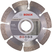 Bosch 2608602196 Concrete Diamond Cutting Disc, 115mm, 22.23mm x 1.6mm x 10mm, Silver/Grey