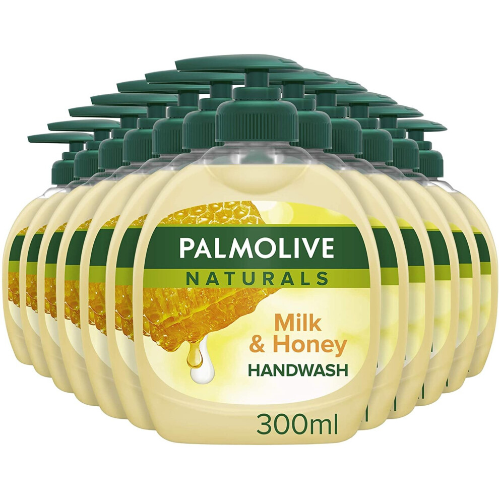 Palmolive Naturals Milk & Honey Handwash 300 ml Pack of 12, Soap Free Formula, Dermatologically Tested, Soft & Nourishing (12 x 300 ml)