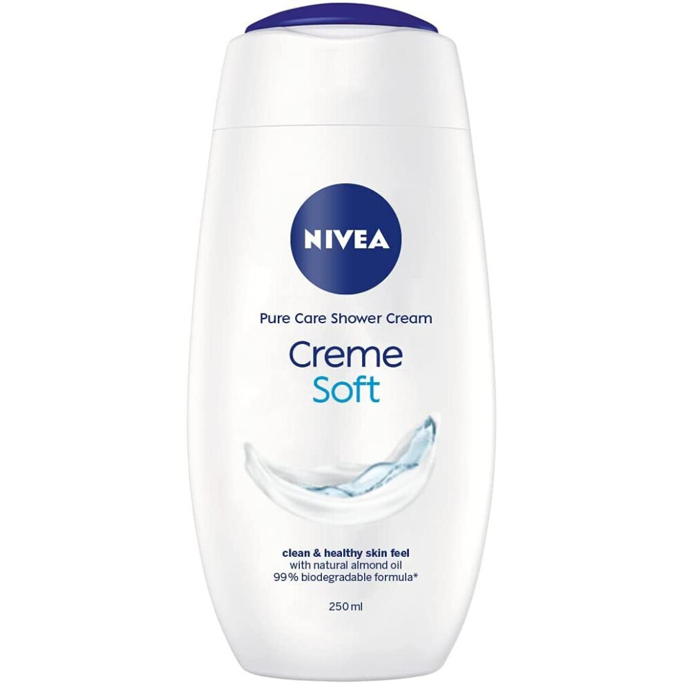 Nivea Cream Care Shower Creme Soft (250 Ml) Caring Shower Body Enriched With Almond Oil, Moisturising Shower Gel Body Wash, Skin Moisturiser With Mild