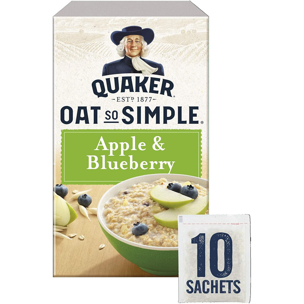 Quaker Oat So Simple Apple and Blueberry Porridge Sachets, 10 x 36 g (Pack of 6)