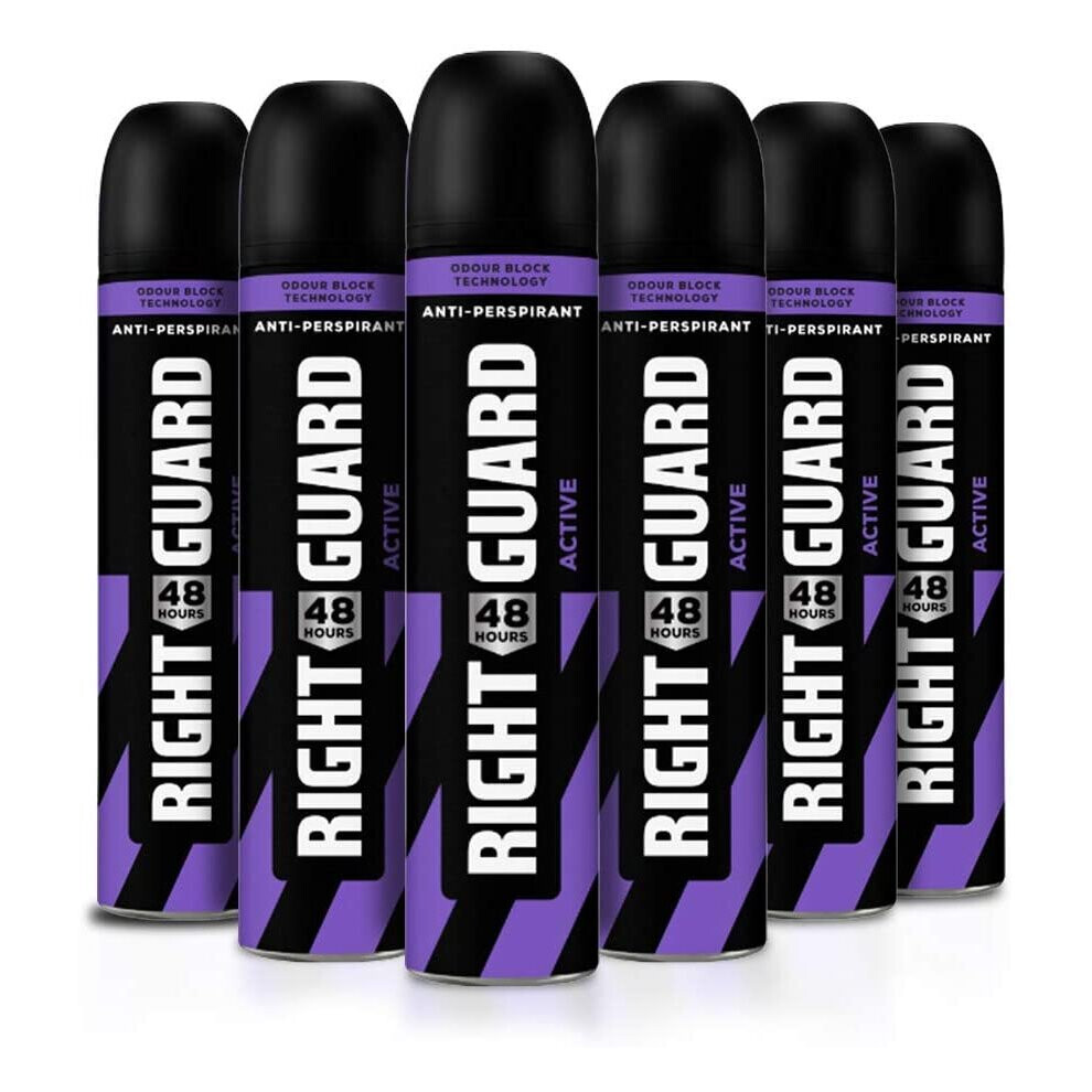 Right Guard Mens Deodorant, Total Defence 5 Active Protection Anti-Perspirant Spray, Multipack 6 x 250 ml