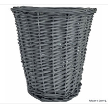 Grey Woven Willow Basket Waste Bin For Home Office