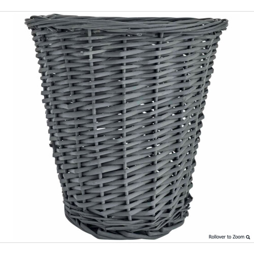 Grey Woven Willow Basket Waste Bin For Home Office