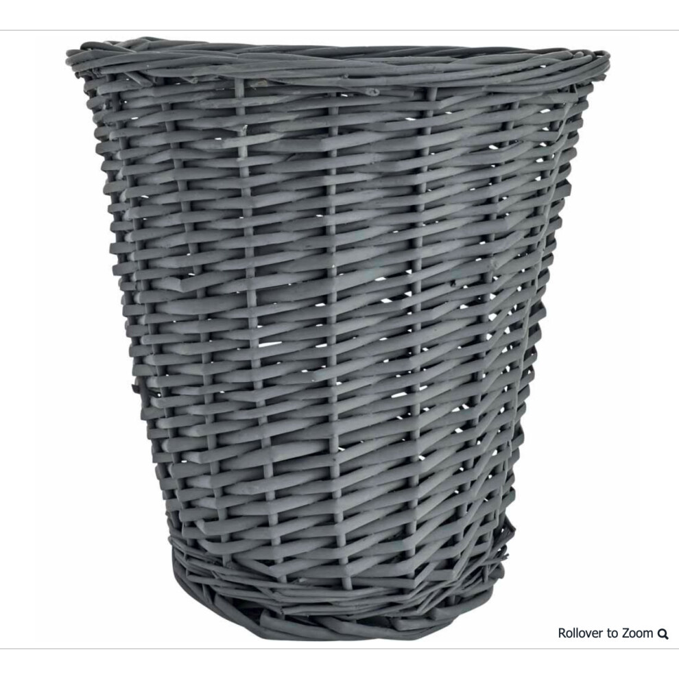 Grey Woven Willow Basket Waste Bin For Home Office