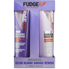 Fudge Professional Purple Shampoo and Conditioner, Everyday Clean Blonde Damage Rewind Gradual Toning Duo for Blonde Hair, 250ml