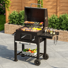 Outdoor BBQ Grill with Portable Trolley Garden Grill