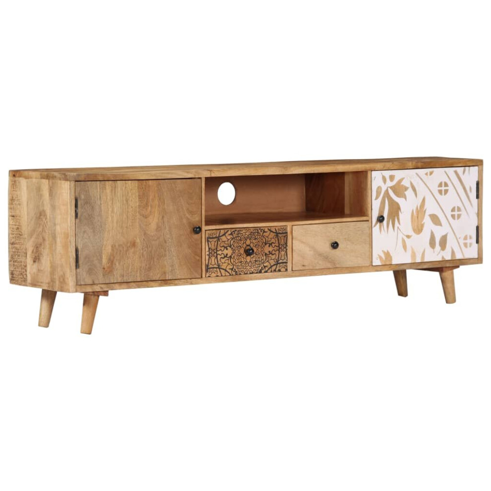Vidaxl Solid Mango Wood Tv Cabinet 140Cm Hifi Media Centre Lowboard Stand