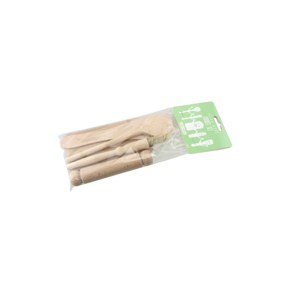 Apollo Childrens Wooden Utensil Set - Pack Of 5