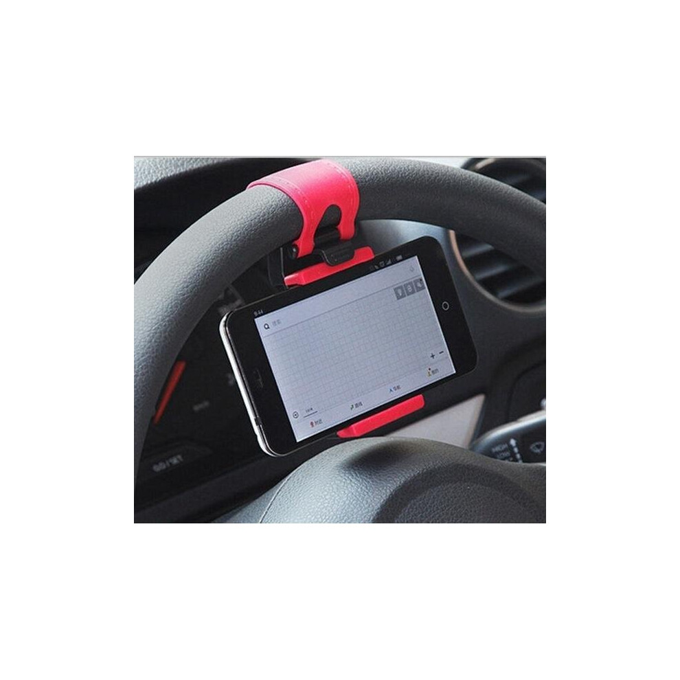 Universal Cell Phone Car Mount Holder On Steering Wheel Better View & Buckle Clip Hands Free 634723981799