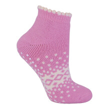 (04-Aug, Rosa) Sock Snob - Damen Kurz Wollsocken Antirutsch | Thermo Sneaker Socken mit ABS Rutschfest