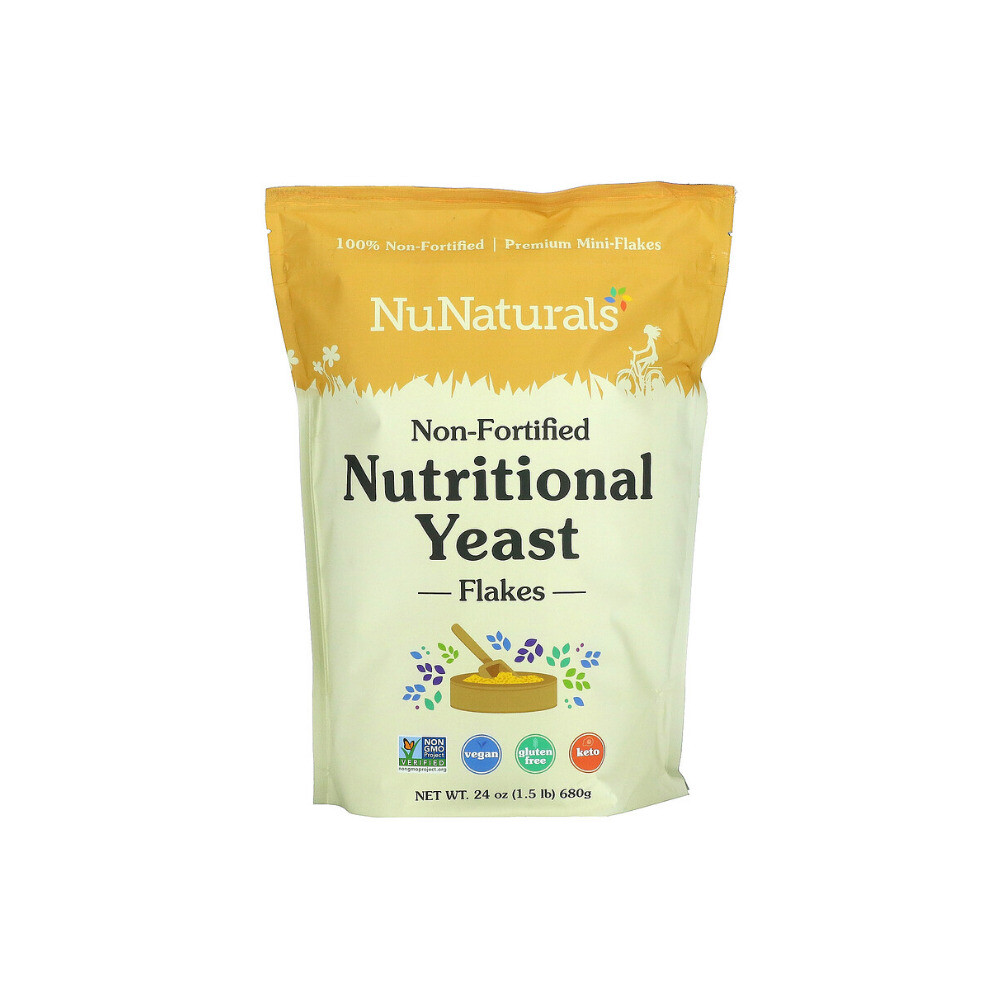 NuNaturals, Non-Fortified Nutritional Yeast Flakes, 24 oz (680 g)