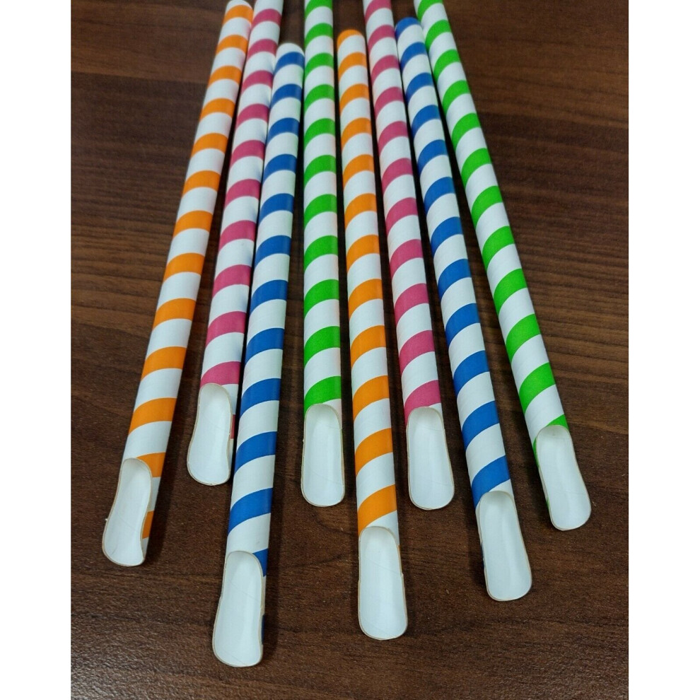 Sumtasa (400X Slush Smoothie Spoon Straws) 8X200mm Slush Puppie Paper Spoon Straws Smoothie Multicoloured