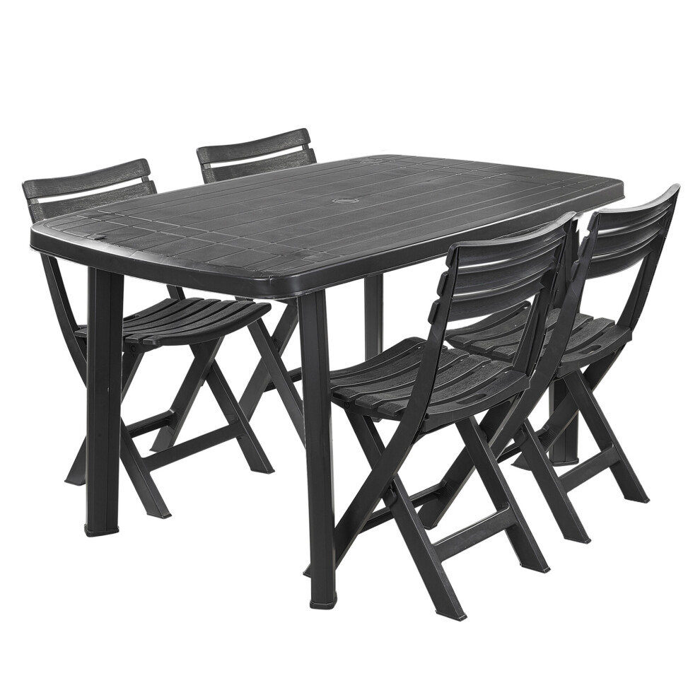 (4 Chairs) Large Collapsible Table With Folding Chairs Garden Set