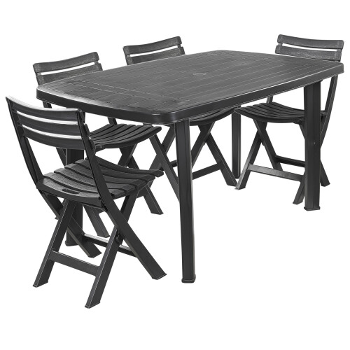 URBN Living (6 Chairs) Large Collapsible Table With Folding Chairs Garden Set