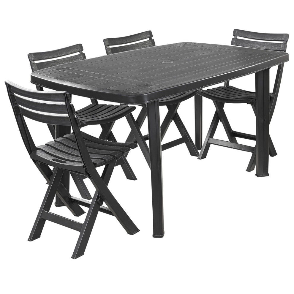 (6 Chairs) Large Collapsible Table With Folding Chairs Garden Set