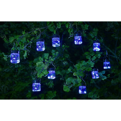 Smart Garden Pearlescent Iridescent Firefly Opal Jar String Lights Solar LED Garden 1060004