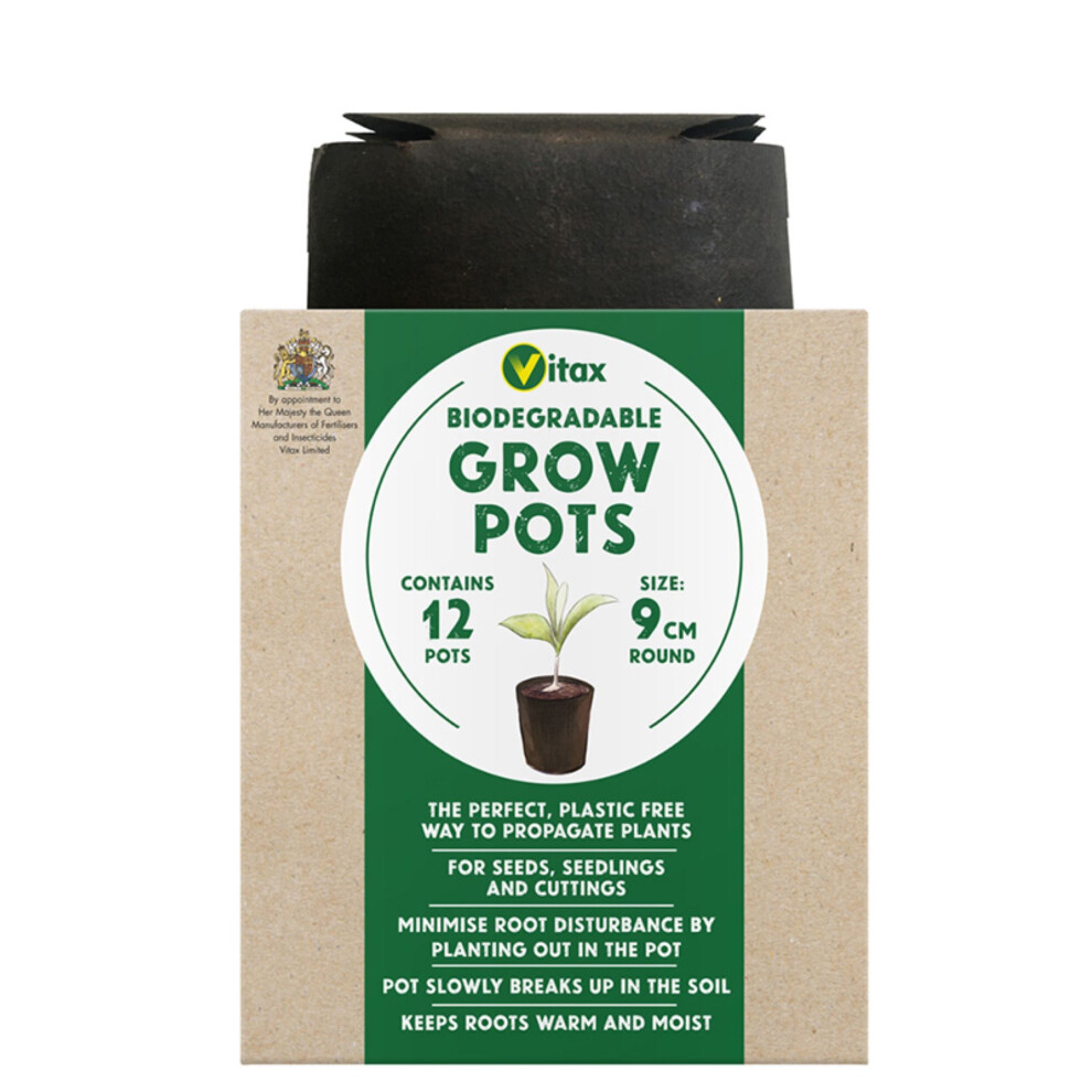 Biodegradable Round Seed Grow Pots Vitax Pack Of 12 9cm pots