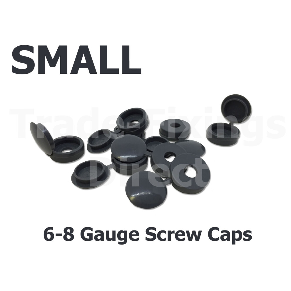 Pack of 10 Dark Grey/Anthracite Hinge Screw Cover Caps to Fit 3.5-4.0mm Screws