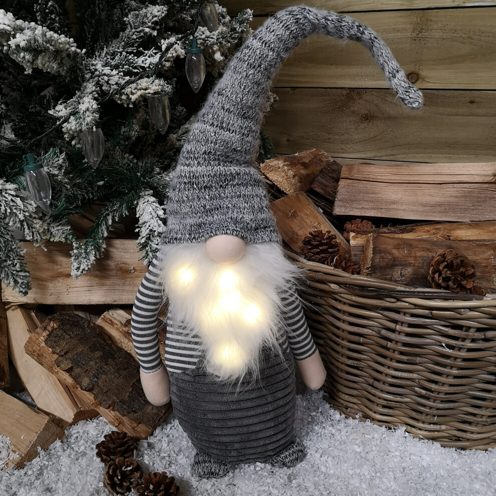 73cm Snowtime Christmas Grey Striped Indoor Gonk Decoration