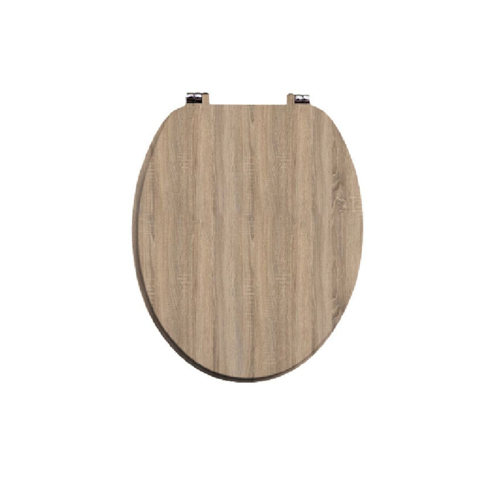 (Driftwood Oak) Aquariss - Vinyl Wrapped Soft Close Toilet Seat Top Fix 5056391929692