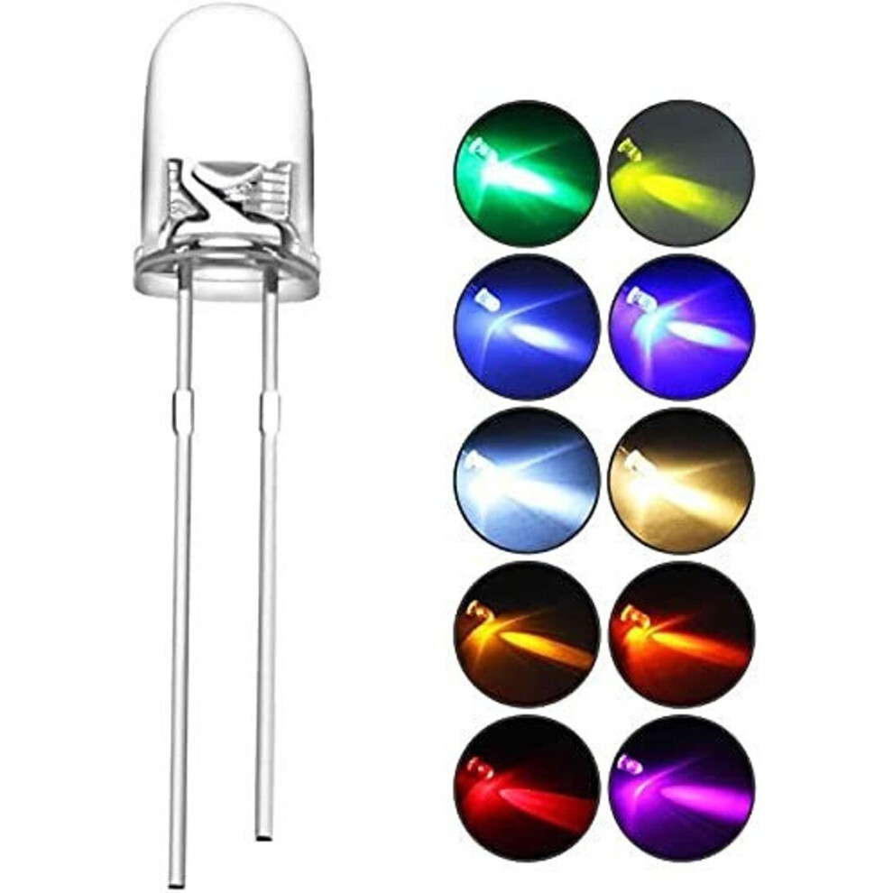 (Orange, 10 pcs ) 5mm Ultra Bright LEDs Clear Bulb Various Colours-image-OPC-P8TDPG8-NEW