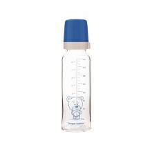 Canpol Babies Teddy Friend Baby Glass Feeding Bottle Blue 240 mL