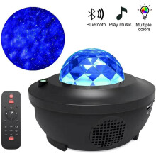 (Black) LED Star Galaxy Projector Ocean Wave Night Light Room Decor Rotate Starry Sky Porjectors Luminaria Decoration Bedroom Lamp Gifts