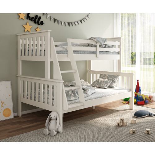 Clover White Triple Sleeper Pine Wood White Bunk Bed on OnBuy