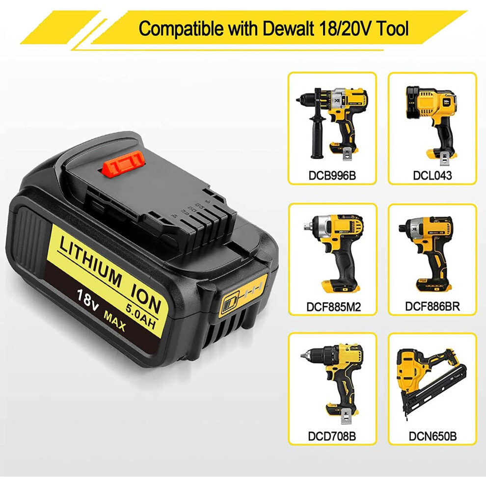 18V 5Ah Slide Li-ion XR Battery for Dewalt DCD785 DCB184 DCB182 DCF885