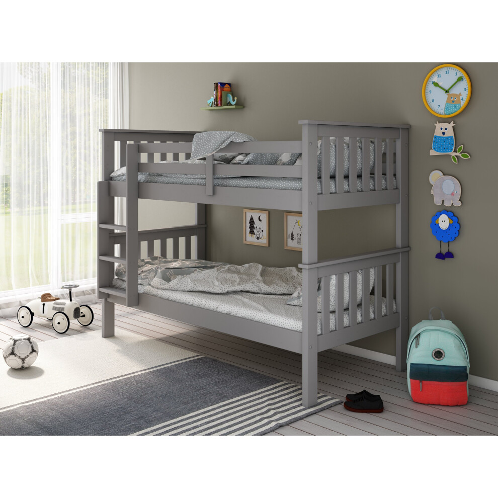 Clover Solid Wood Grey Bunk Bed