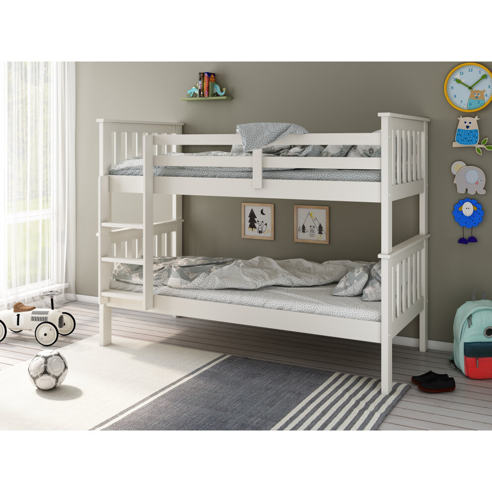 Clover Solid Wood White Bunk Bed