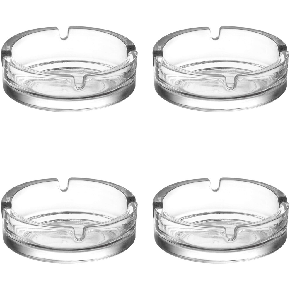 Large Glass Ashtray. Cigarette Grove Stackable. (Set of 4)