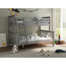 Clover Grey Triple Sleeper Pine Wood Grey Bunk Bed