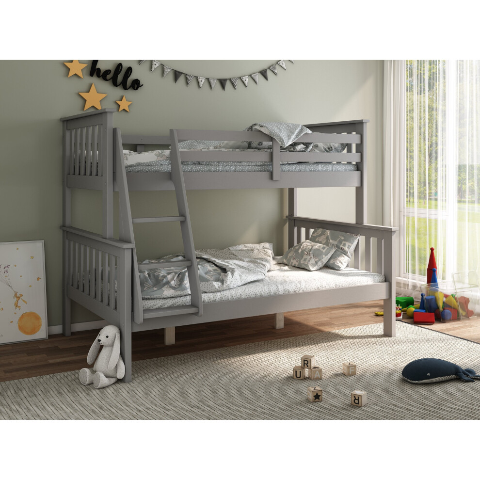 Clover Grey Triple Sleeper Pine Wood Grey Bunk Bed