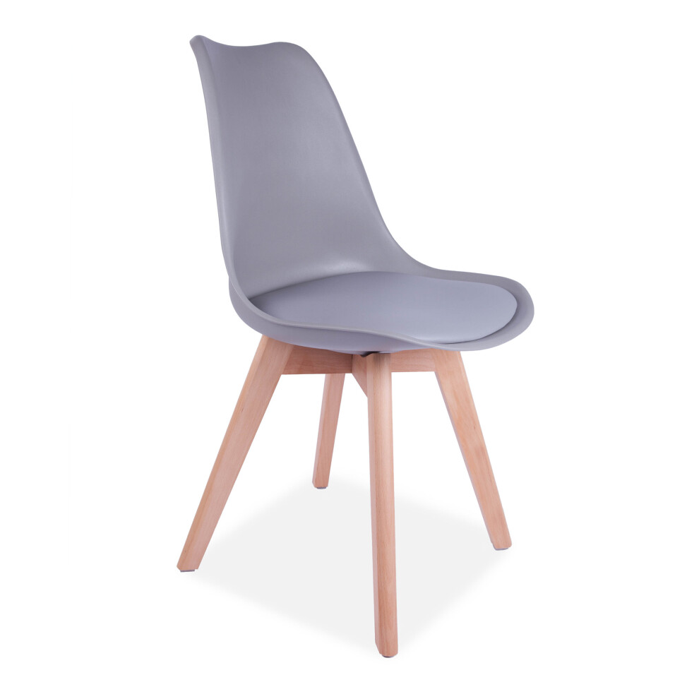(Light Grey) 4x SL Modern Dining Chairs Padded Seat Wood Legs