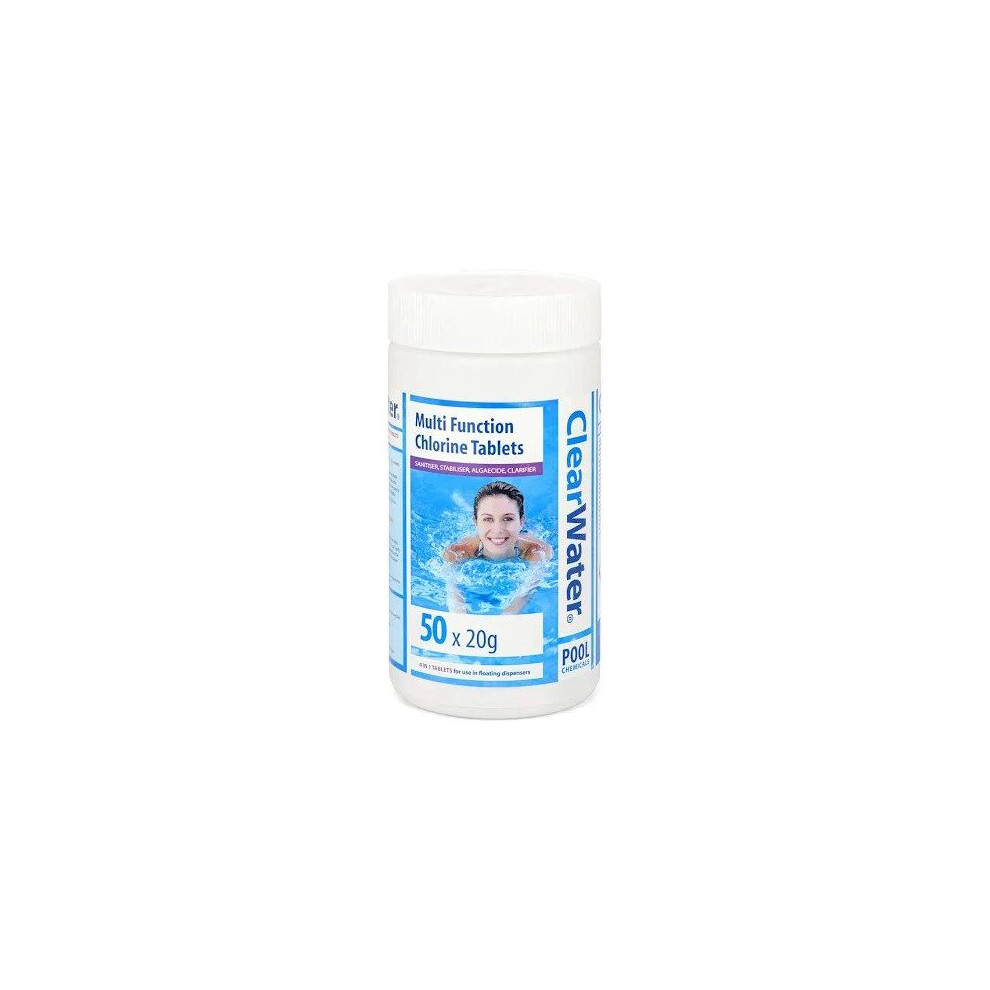 50 x 20g (1kg) Clearwater CH0019 4-in-1 Chlorine Tablets for Pools and Hot Tubs