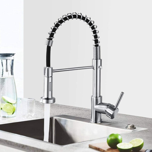 Modern Monobloc Chrome Brass Kitchen Pull Out Spray Faucet Mixer Tap