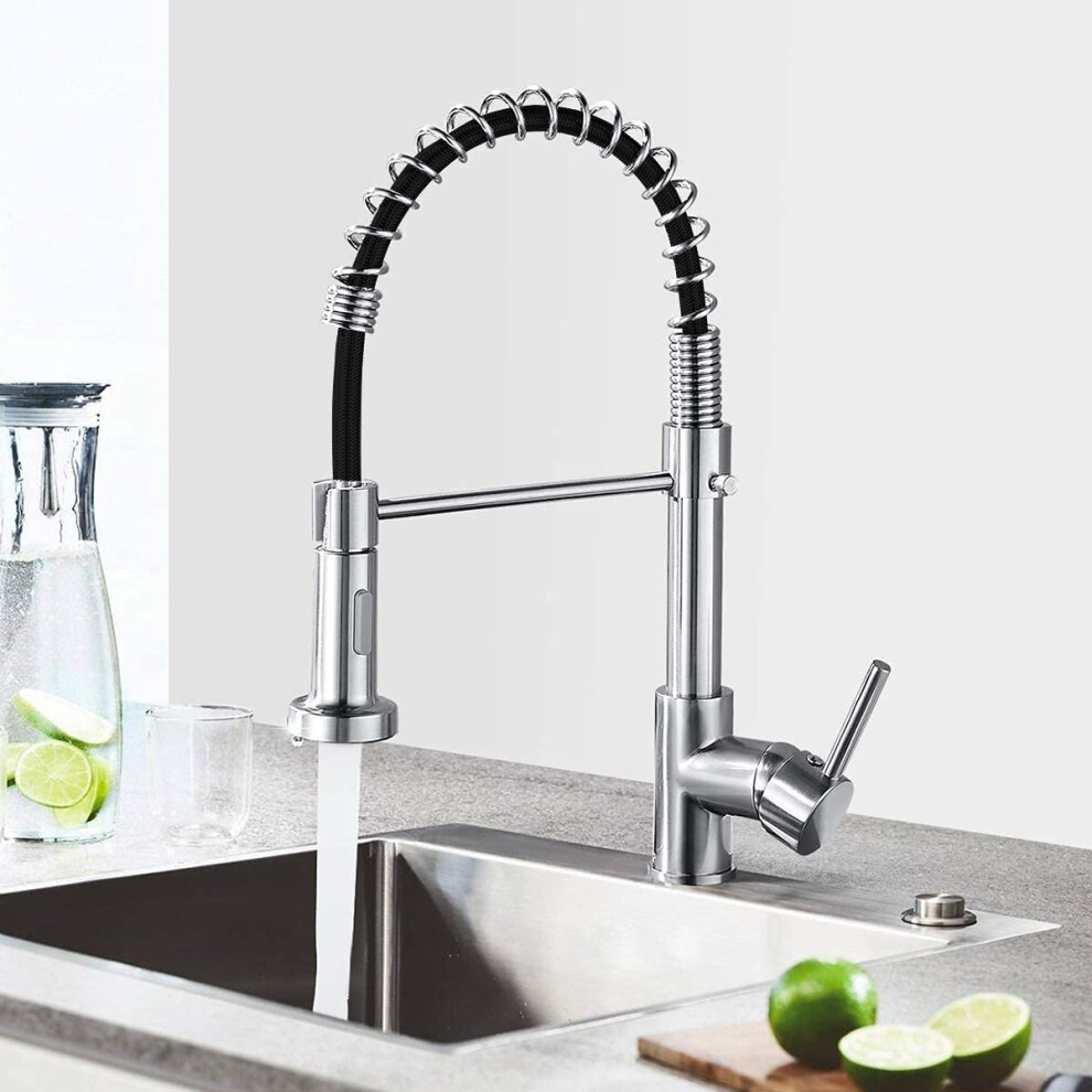 Modern Monobloc Chrome Brass Kitchen Pull Out Spray Faucet Mixer Tap