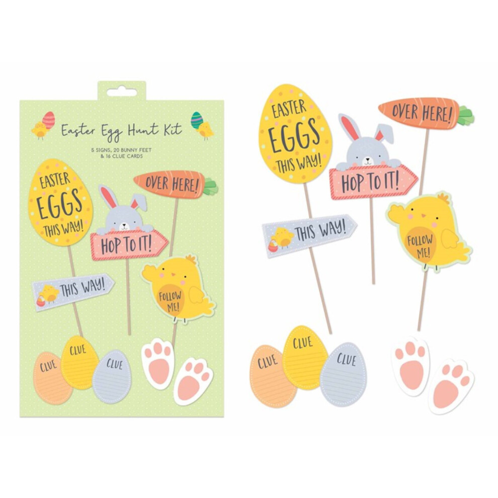 Easter Egg Hunt Game Kit Clues Signs & Easter Bunny Feet Easter Trail