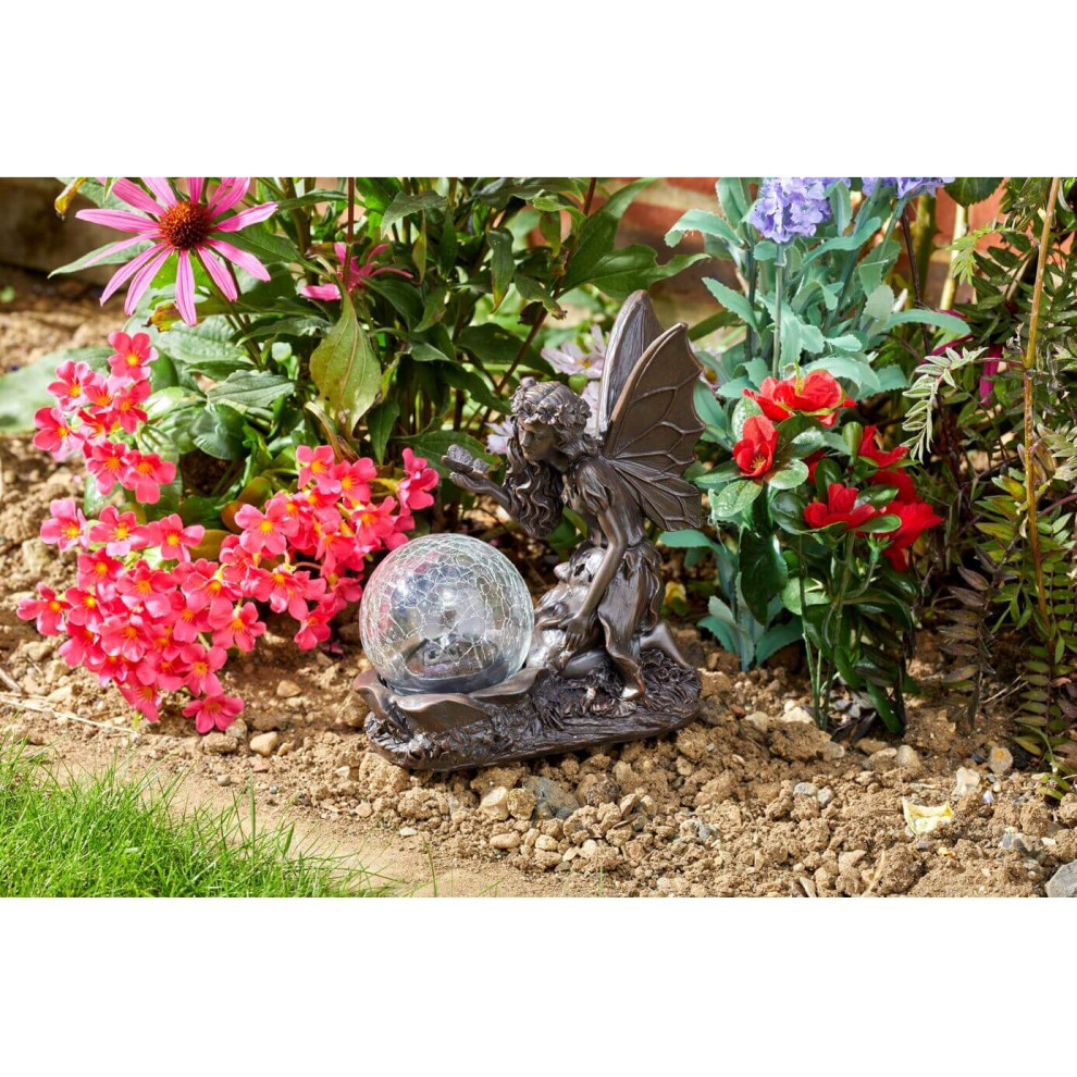 Gazing Fairy Soar Powered LED Colour Changing Crackle Ball Garden Figure 1020924
