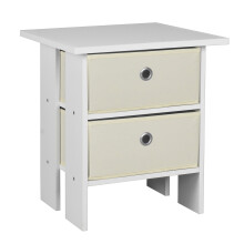 (White, Beige) 2 Drawer Wooden Bedside Table Living Room Cabinet