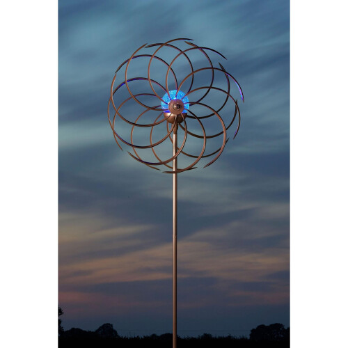 Smart Garden Spiro Wind Spinner Solar LED Colour Change Crackle Ball 130cm Bronze 5030041