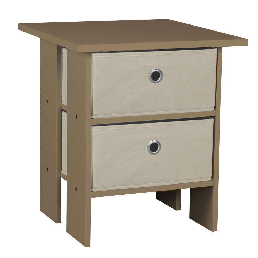 (Oak, Beige) 2 Drawer Wooden Bedside Table Living Room Cabinet