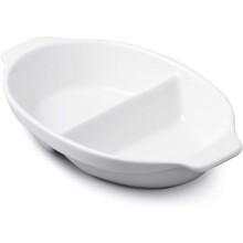 WM Bartleet & Sons 1750 T397 Traditional Porcelain Small Divided Vegetable and Sides Serving Dish 22cm  White