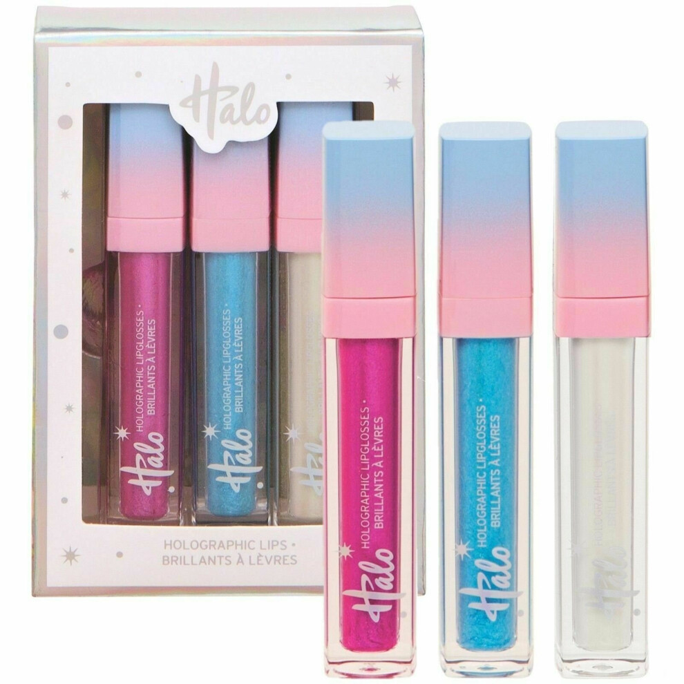 Technic HaloÂ­ Holographic Lip Gloss Set Girls Ladies Gift Pack of 3