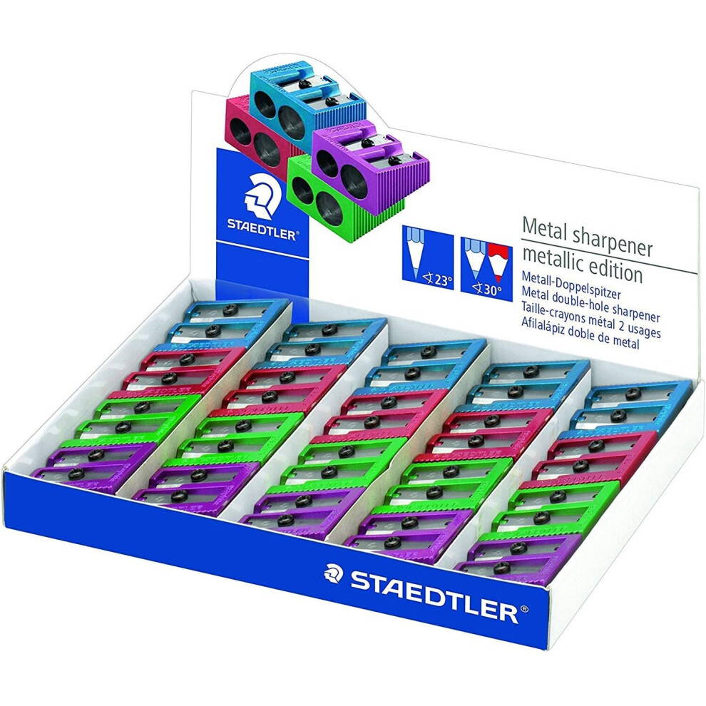 Staedtler Double Pencil Sharpener Metal Metallic 1 Piece Green