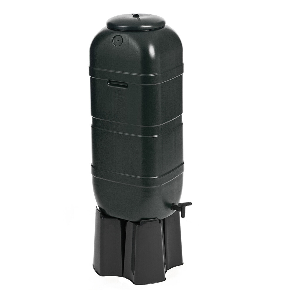 Slimline Water Butt & Stand 100L Black Space Saving & Filler