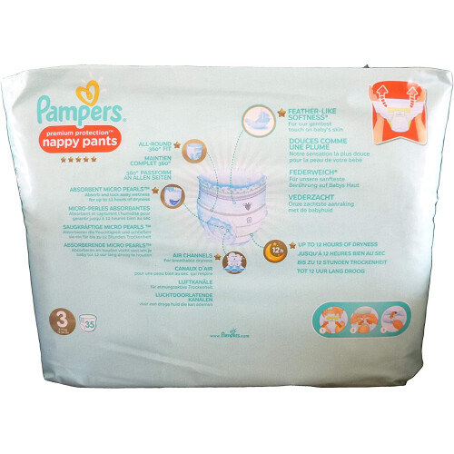 Pampers Pampers Premium Protection Pants Size 3, 35 Nappy Pants, Soft 1