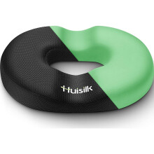 HUI02 Donut Tailbone Pillow - Memory Foam Seat Cushion for Coccyx, Prostate, Hemorrhoids, Sciatica, Bed Sores - Car & Office Chair Relief